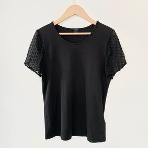 J. Crew Silk + Cotton Swiss Dot Sleeves Tee Black Size S